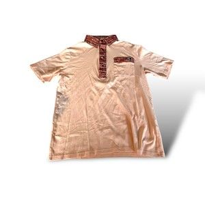 Nation Golf Company Mens Orange Peach Sz Small Polo Shirt 100% Cotton Pocket
